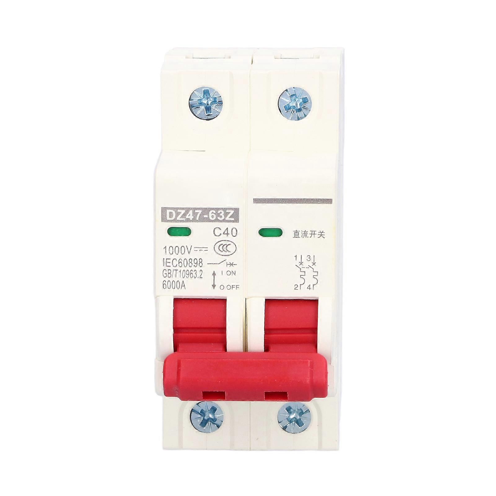Miniature Circuit Breaker 2P 1000V 40A DIN Rail Mount compatible with Solar PV System