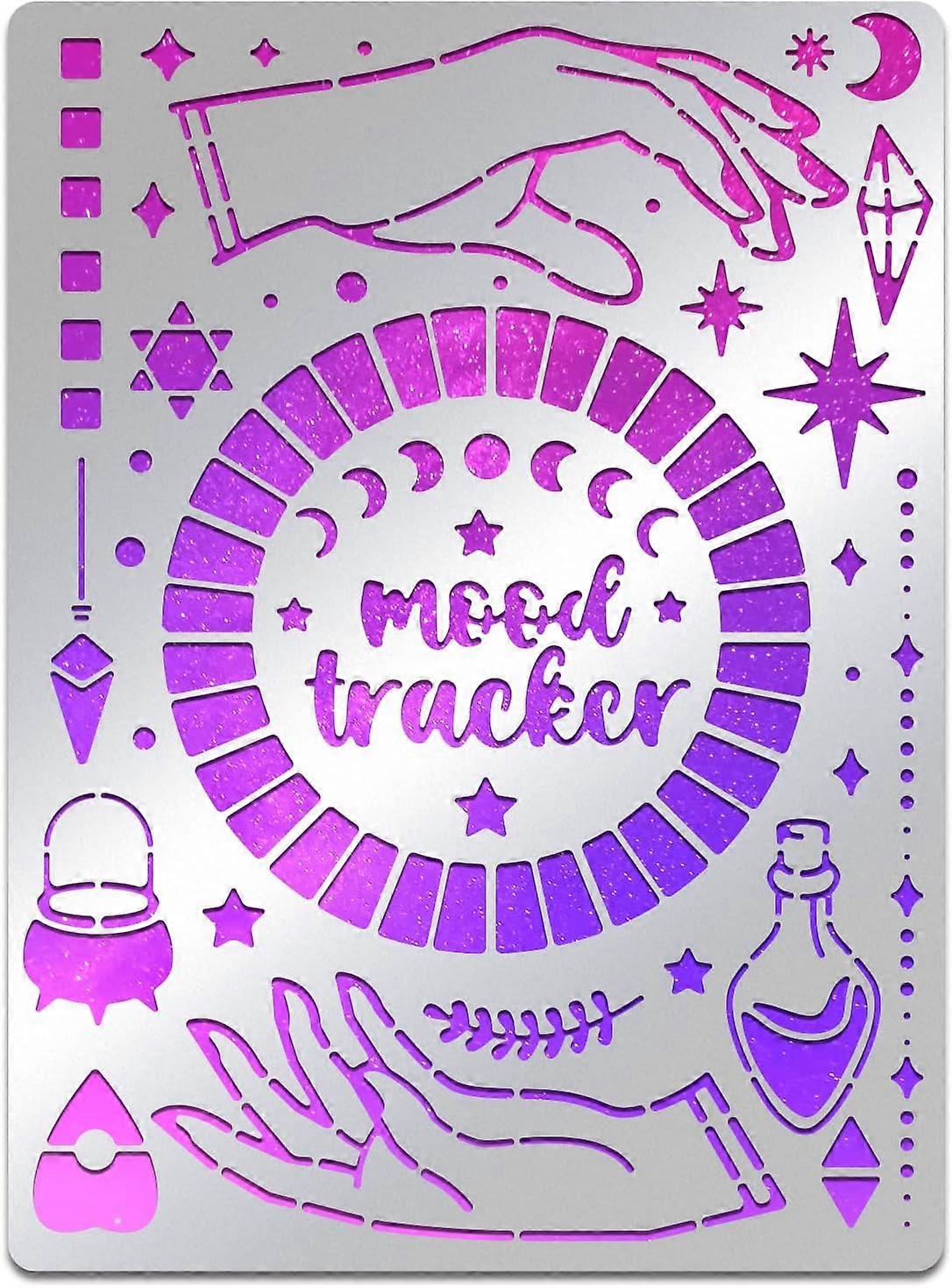 Custom Stainless Steel Cutting Dies Stencils for DIY Scrapbooking/Photo Album Decorative Embossing Matte Platinum Color Moon Phase Pattern 19x14cm