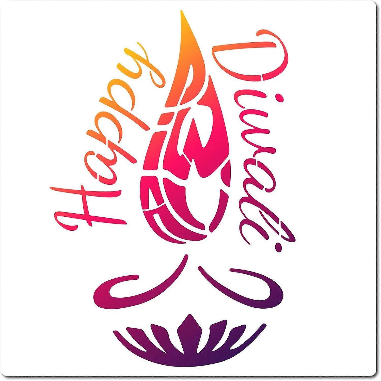 12"X12"Diwali Stencil Happy Words Reusable Templates Reusable Plastic Drawing Painting Stencil Templates for Painting on Card Wall Fabric Tile Canvas