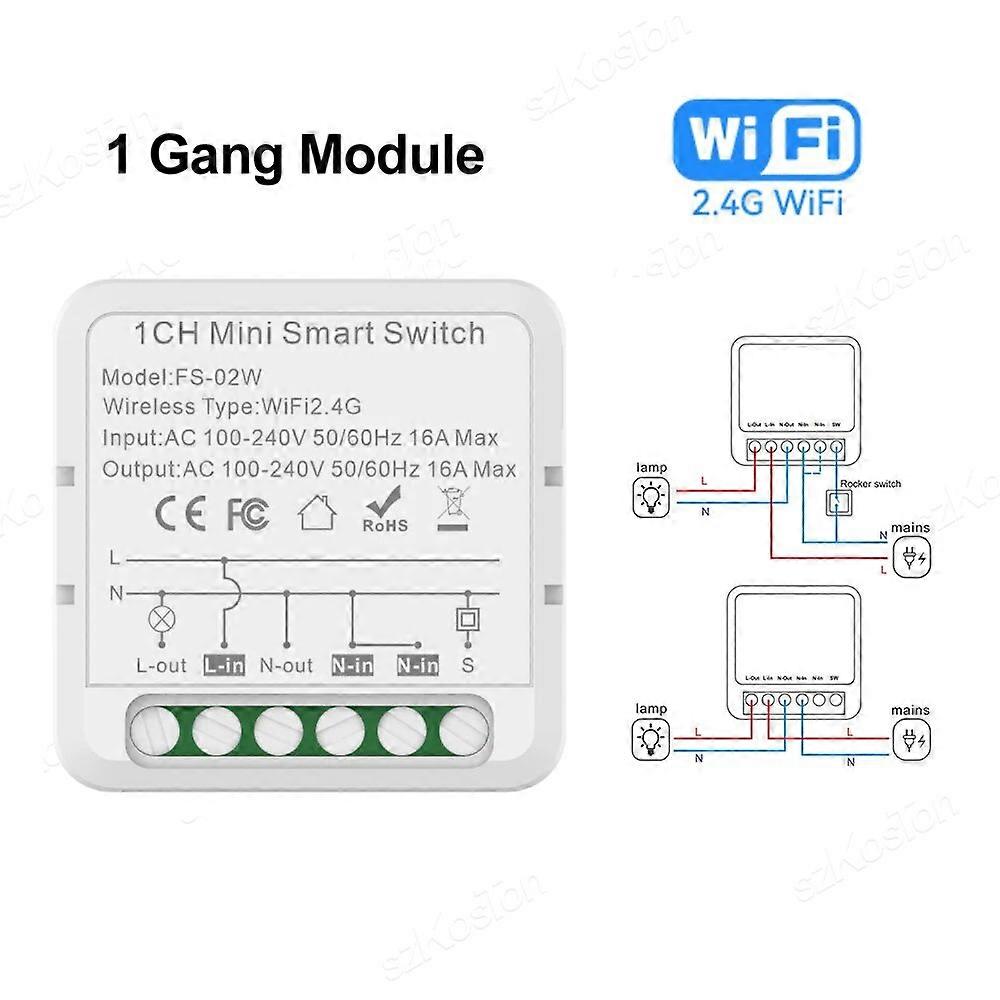 1 2 3 4 Gang Tuya WiFi Smart Light Switch Module Smart Life Automation DIY Breaker 2 Way Control Work with Alexa Google Home