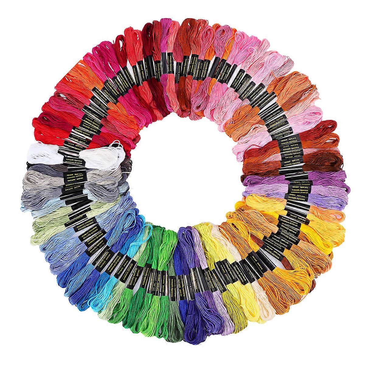 TINKSKY 100pcs 8M Multicolor Cotton Cross Stitch Embroidery Threads Floss Sewing Threads (Random Color)