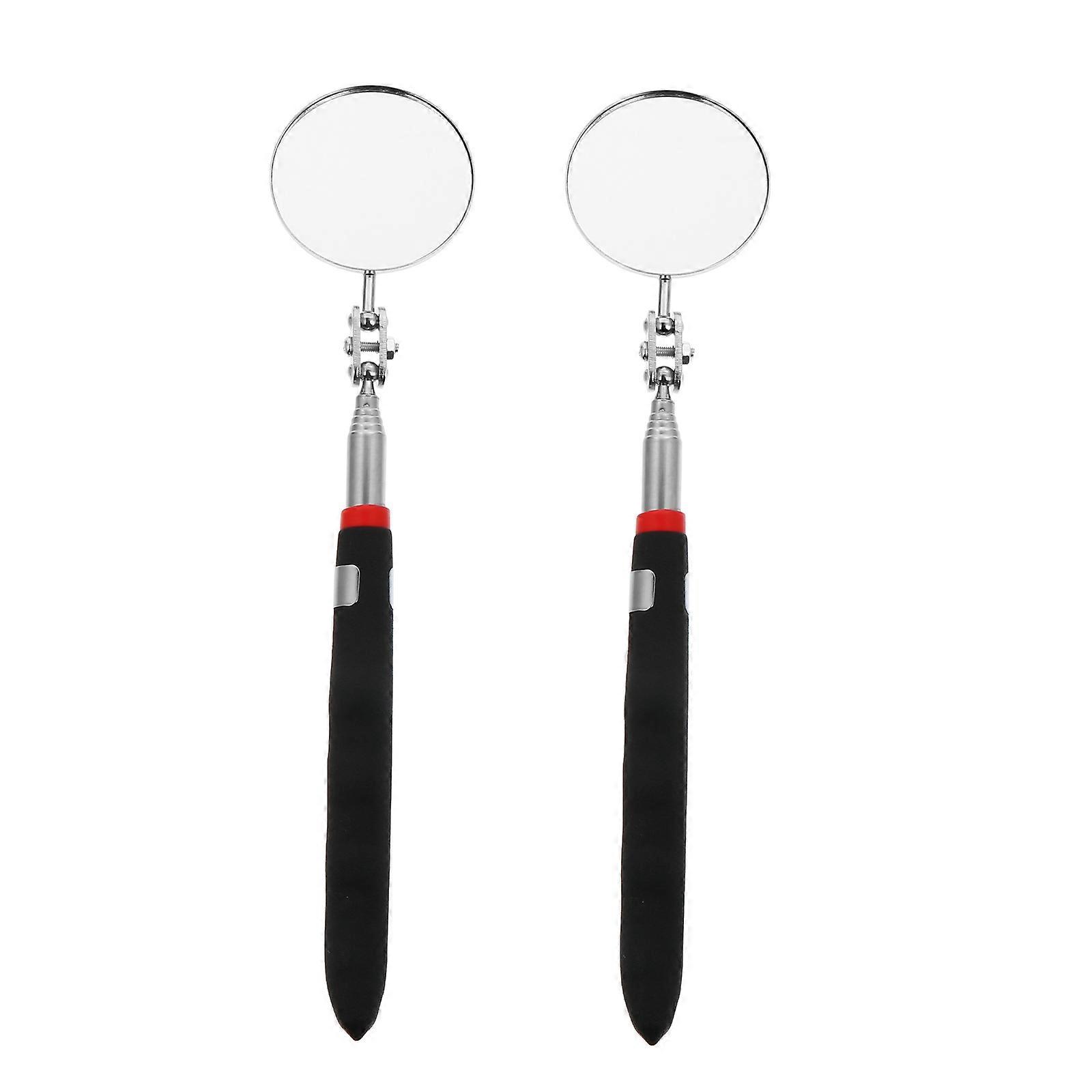 2pcs Inspection Tool Telescopic Flexible Stick Swivel Round Inspection Mirror