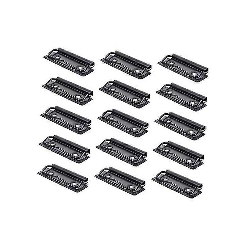 15個の文房具プレートホルダーステンレス鋼クリップポケットフォルダーオフィスフォルダーブラックマウント可能なクリップボードクリップファイル