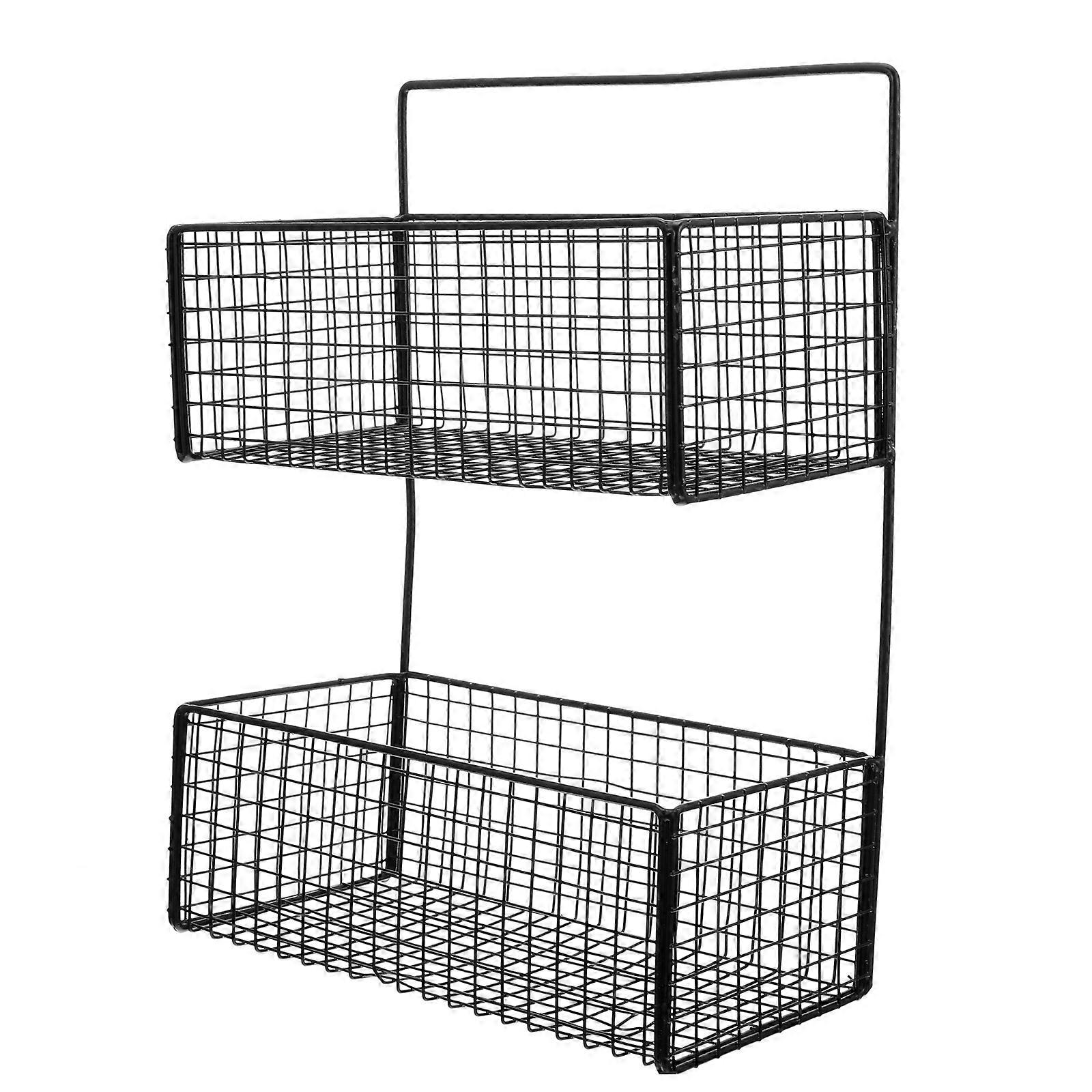 1pc Wall-mounted Rack Bathroom Holders Dual Layer Storage Shelf Multi-function Storage Shelf