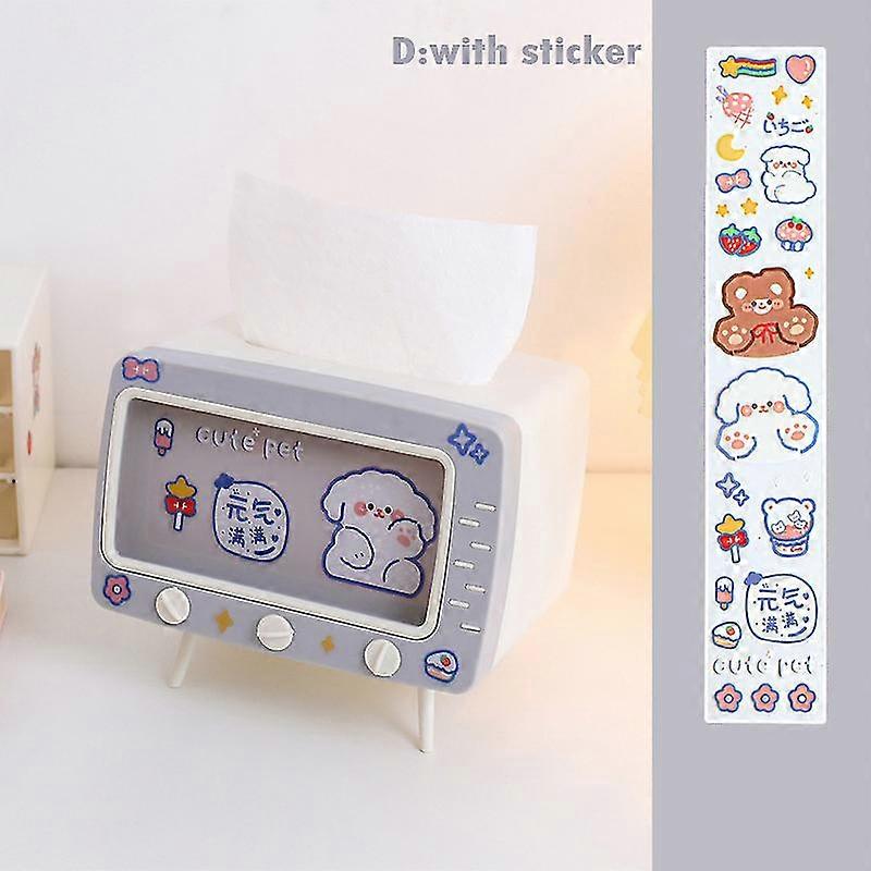 Søt multifunksjonsvev Box Holder Square For Hjem Kawaii Desktop Dekor Tv Tissue Box Case Pink Phone Holder Storage Organizer