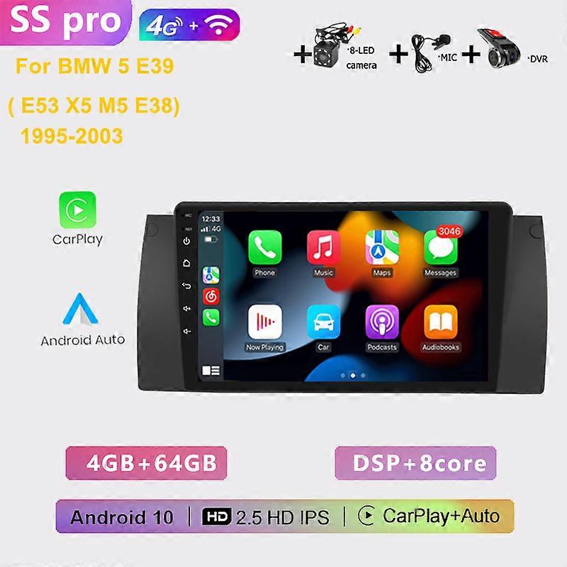 2din 2+32G car stereo android radio multimedia player carplay Auto GPS navigation For BMW 5 E39 E53 X5 M5 1995-2001 2002-2006