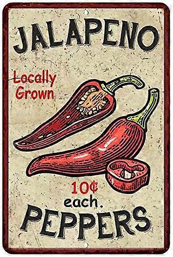 ハラペーニョペッパーズキッチンヴィンテージルックシック8 x 12ハイグロスメタル208120020054