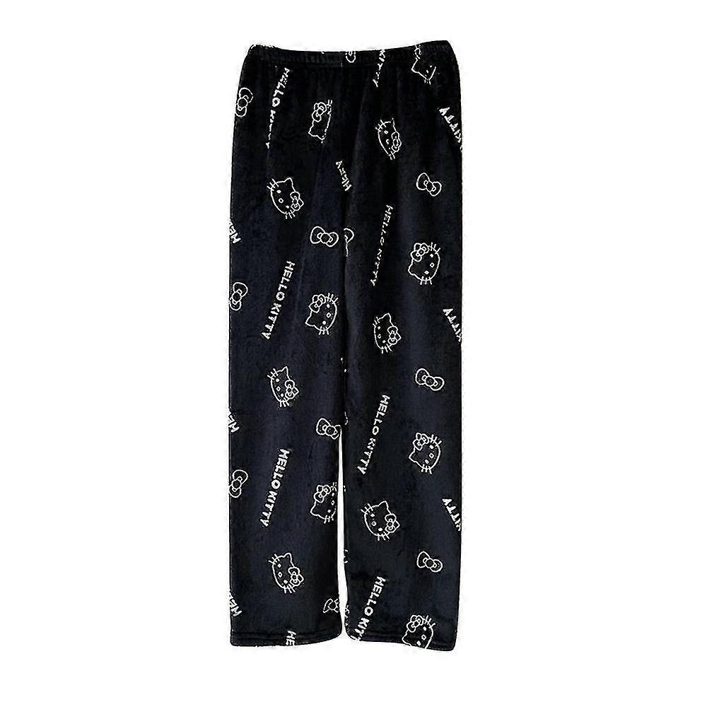 Kvinnor Flickor Kawaii Hello Kitty Fleece Pyjamas Byxor Jul Tecknad Katt Kitty All Over Tryck Flanell Loungewear Xmas Sömn Pyjamas Byxor