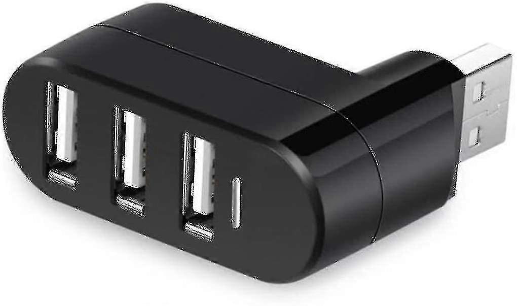 Compact Size High Speed Usb 2.0 Hub Black Mini Usb 3 Port Rotate Splitter