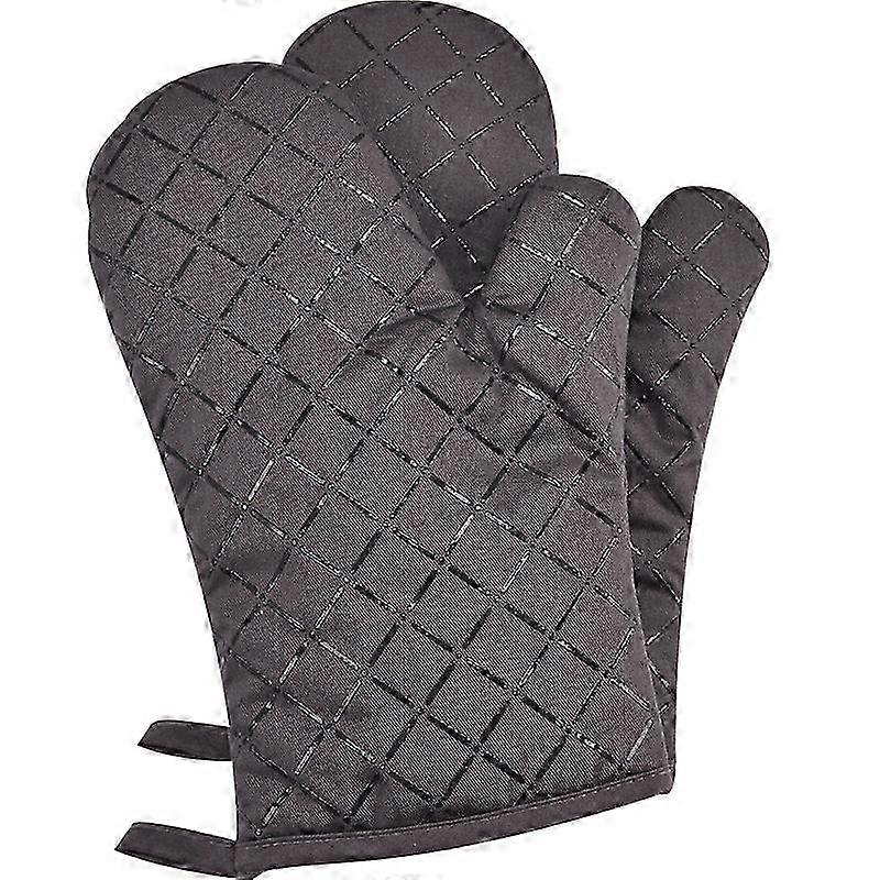 Oven High Temperature Resistant Silicone Gloves, Grey Double Sided Non-Slip