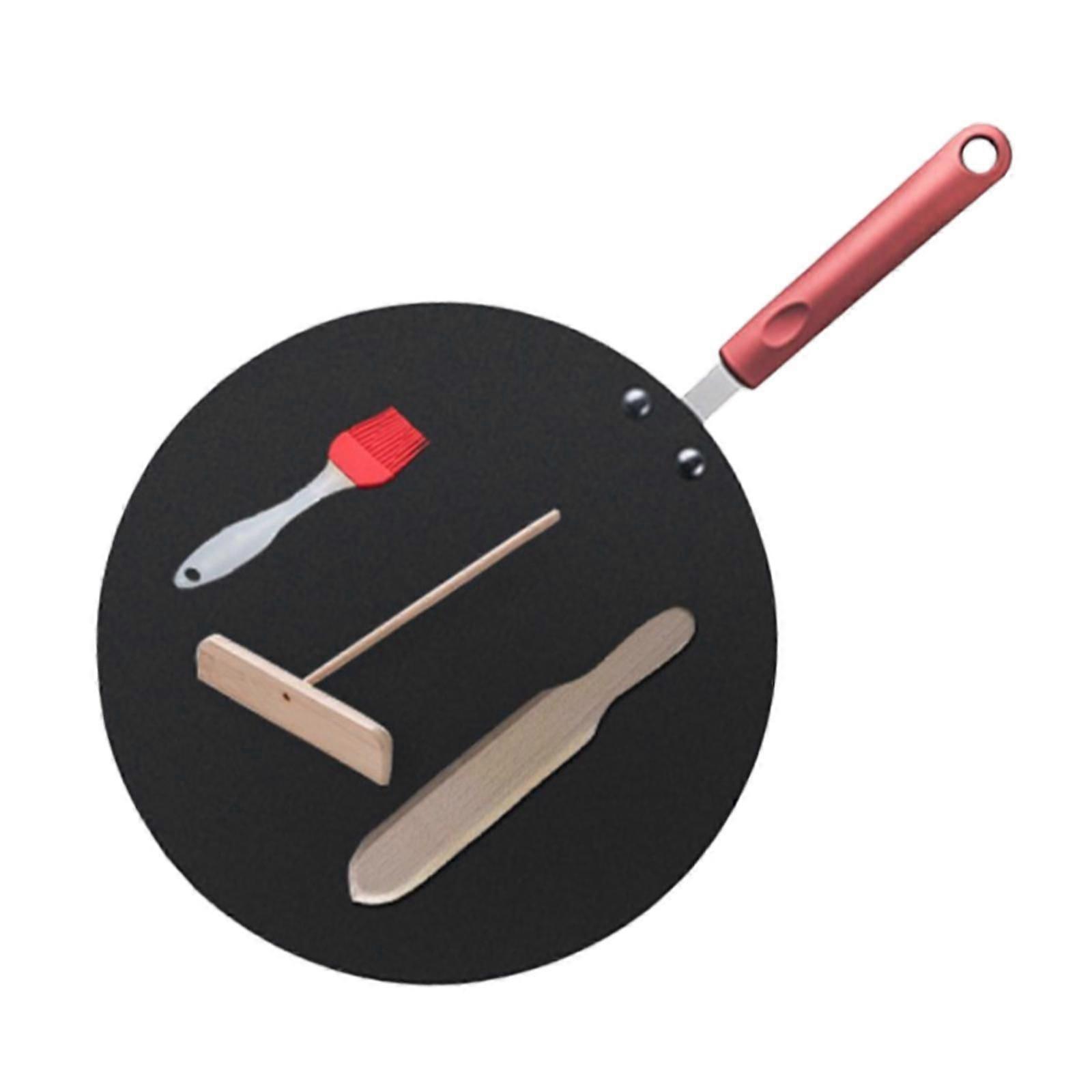 Flat Skillet Portable Pancake Maker with Spreader for Chapati Egg Omelet BBQ