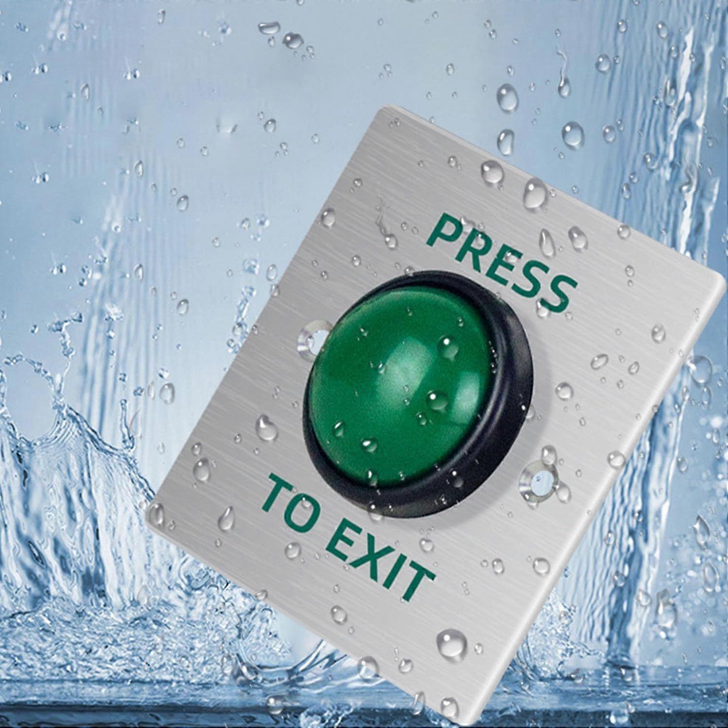 Waterproof Metal Access Control Door Exit Button 86, External Auto Reset, Door Exit Switch for Access Control System, Stainless Steel