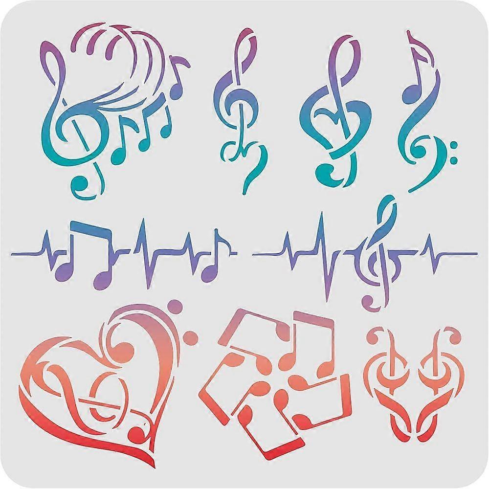 1pc Music Note Stencils Template 11.8x11.8inch Plastic Heart Notes Stencils Various Shapes Notes Pattern Reusable Stencils for Painting on Wood Floor