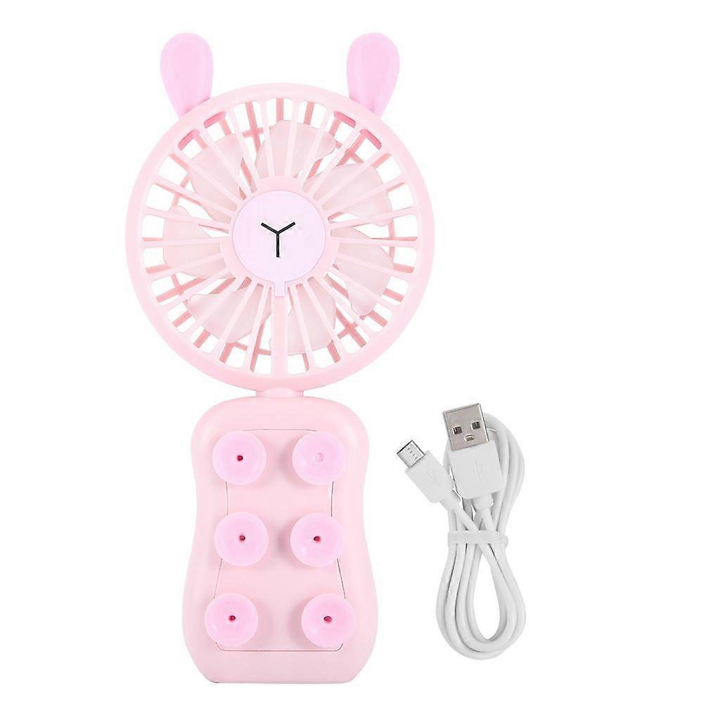 1Pc Mini Desktop Fan USB Rechargeable Small Nightlight Fans Wind Adjustable(Pink)