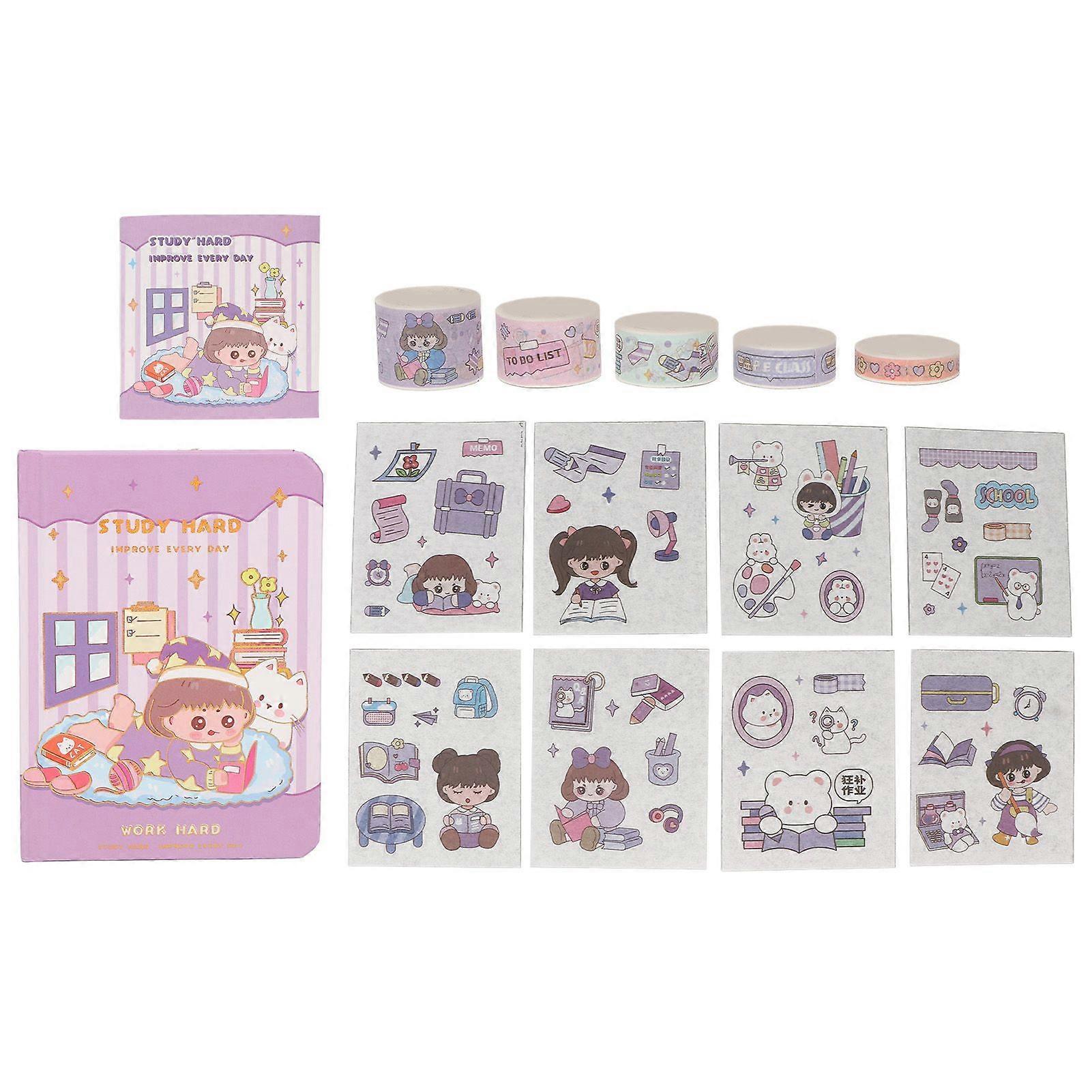 Japanese Paper Stickers Set Cute Cartoon Clear Printing Art Stickers Set for Handbook Diary Envelope Decoration Type 2