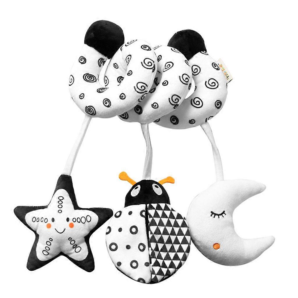 Bite-Free Soft Animal Bell Rattle for Baby Black & White Eye Sensing Interactive Car for Seat Toy Rattle Crib Squeaker f