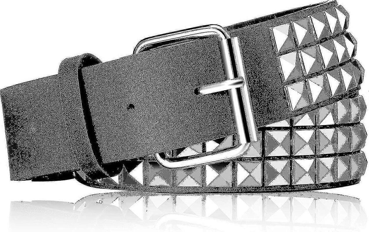Studded Belt Metal Punk Rock Rivet Belt Punk Leather Belt Threads Studded Goth Belt With Pyramid Studs For Women Men