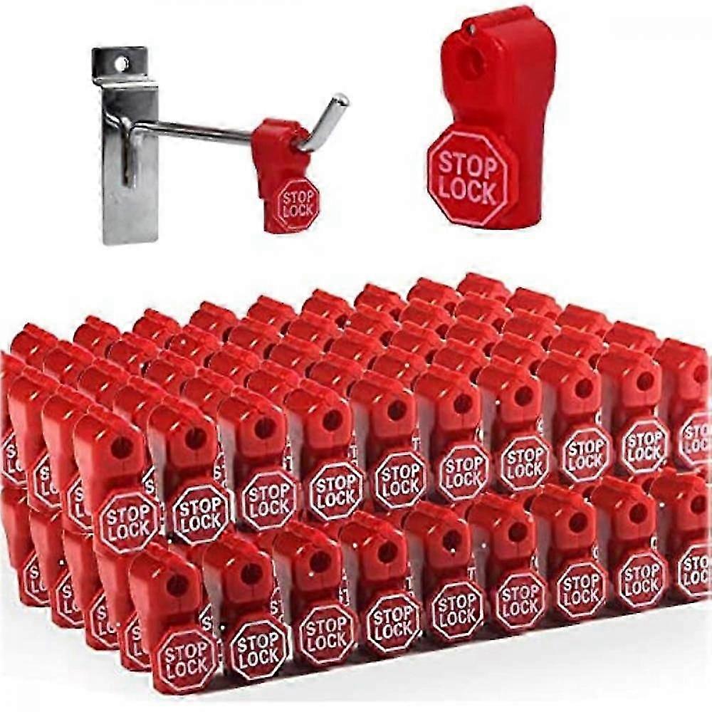 Peg Hook Stop Lock 6mm Plastic Red Security Lock  Retail Shop Anti-Theft Display (100 P HWE