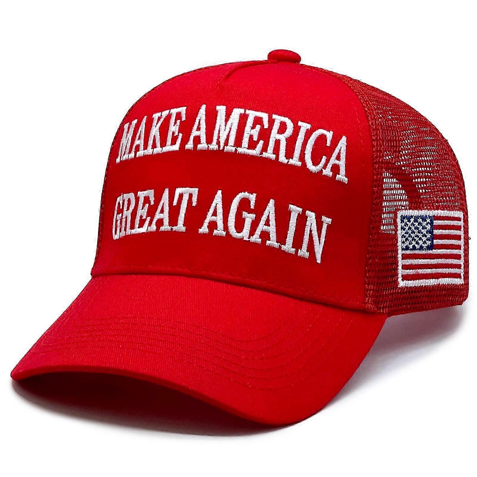 Trump 45 47 2024 EMBROIDERED SEWN RED MAGA TRUCKER MESH Hat CAP
