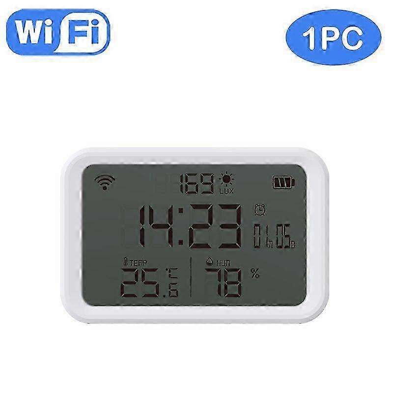 4 In 1 Tuya Smart Wifi Temperature Humidity Illuminance Sensor Remote Monitor Thermometer Hygrometer With App Alerts Support Ale