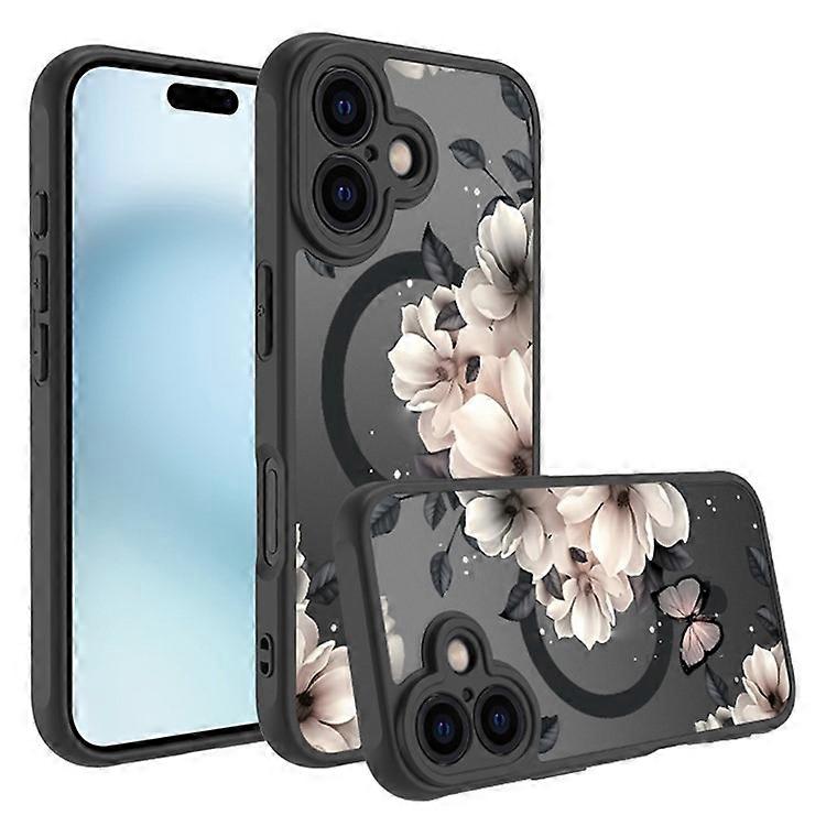Compatible For iPhone 16 Plus Case Compatible with MagSafe Ink Painting Butterfly Pattern TPU+PC Phone Cover