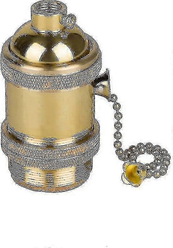 - Vintage E27 Light Bulb Holder Socket Lamp Base With Copper Color Brass Chain Switch-Splendid