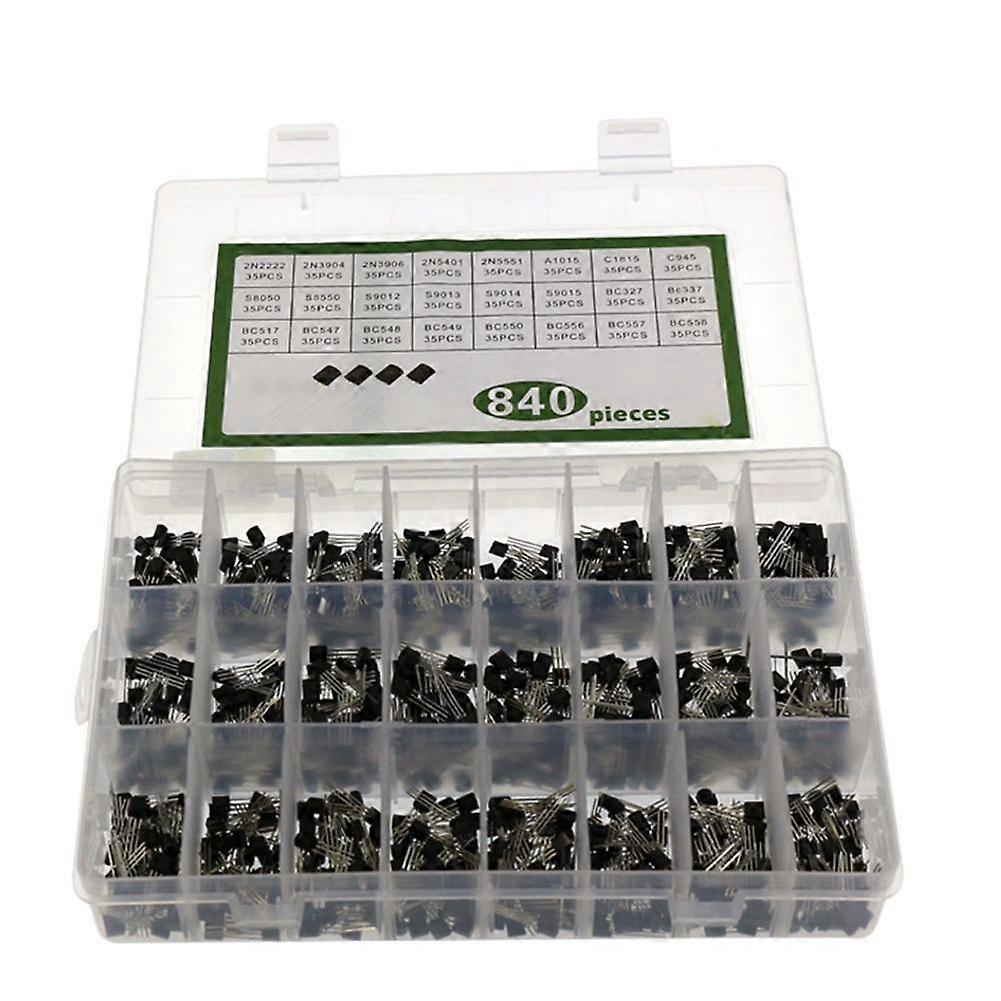 840Pcs/Set 24Values TO-92  istor BC547 BC327 BC337 2N2222 3904 PNP/NPN  istors Set Electronics Assortment Kit