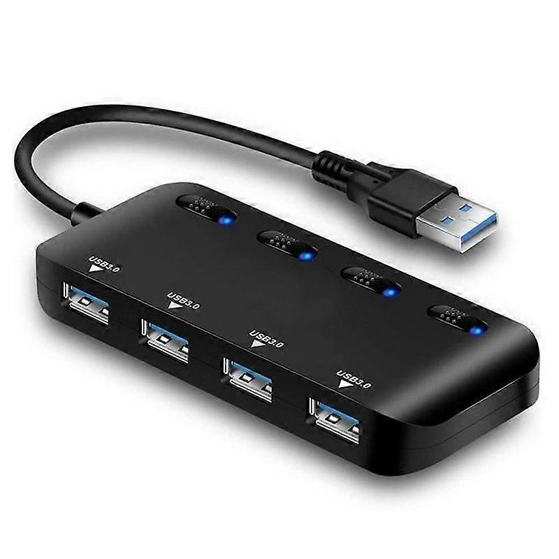 USB Hub 30 Multi-socket Multi 4 Ports USB Multiple Ultra Slim with Individual Power Switch IndicatorsC