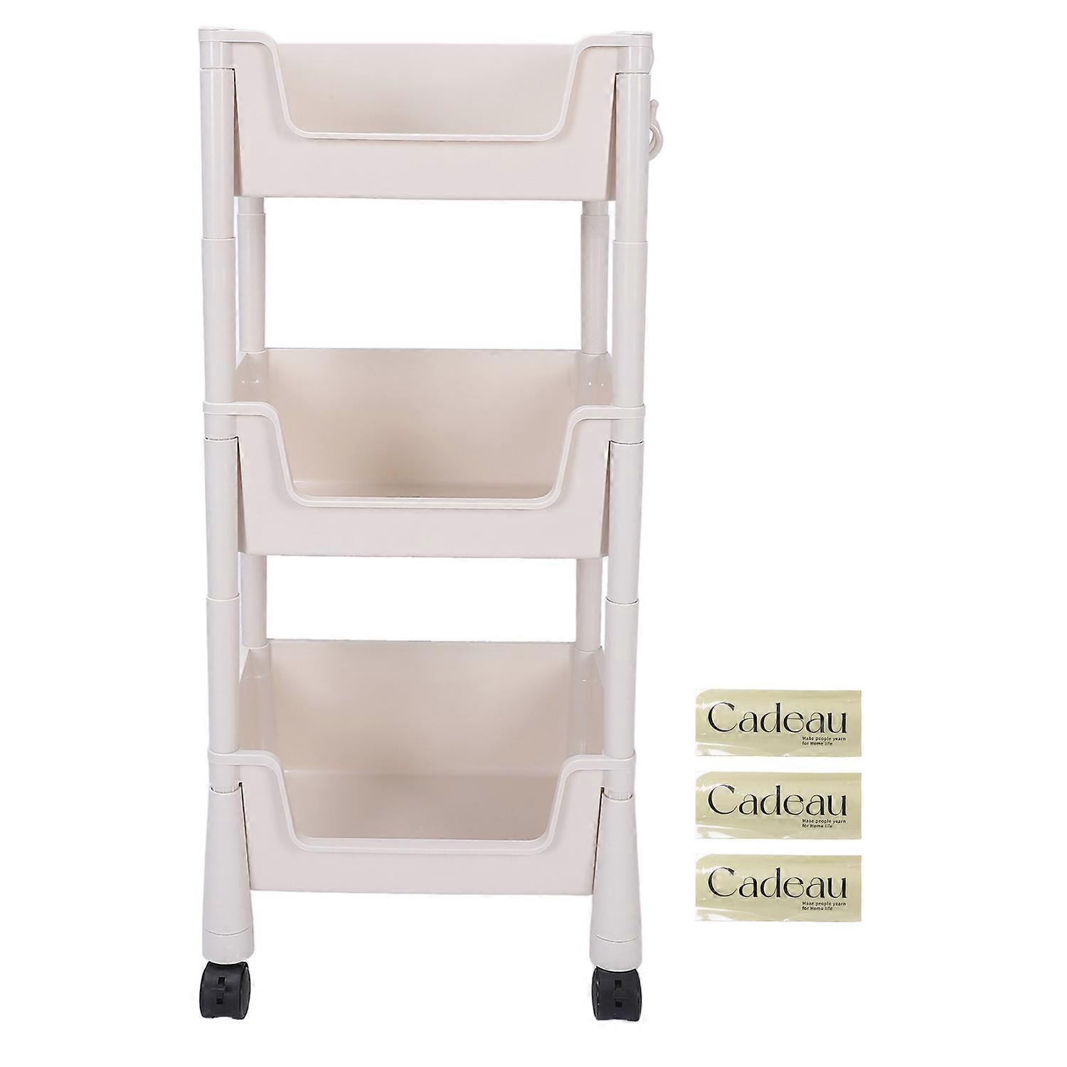 Mobile Utility Cart On Wheels Compact Movable Storage Book Shelves Trolley Rack Cart Organizer 3 Lay