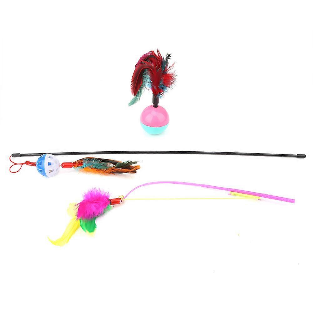 3 Pcs Feather Cat Teaser Funny Wand Pet Exerciser Interactive Stick Toy