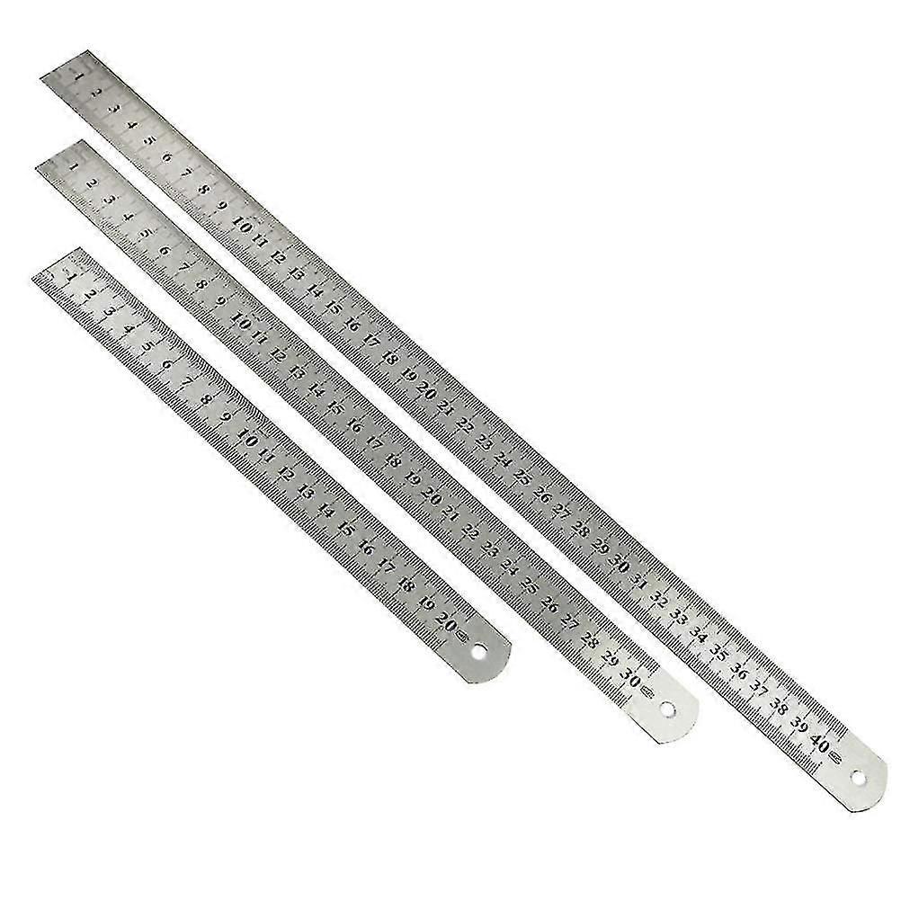 Stainless Steel Ruler for Engineering Drawing 3Pcs 20cm 30cm 40cm