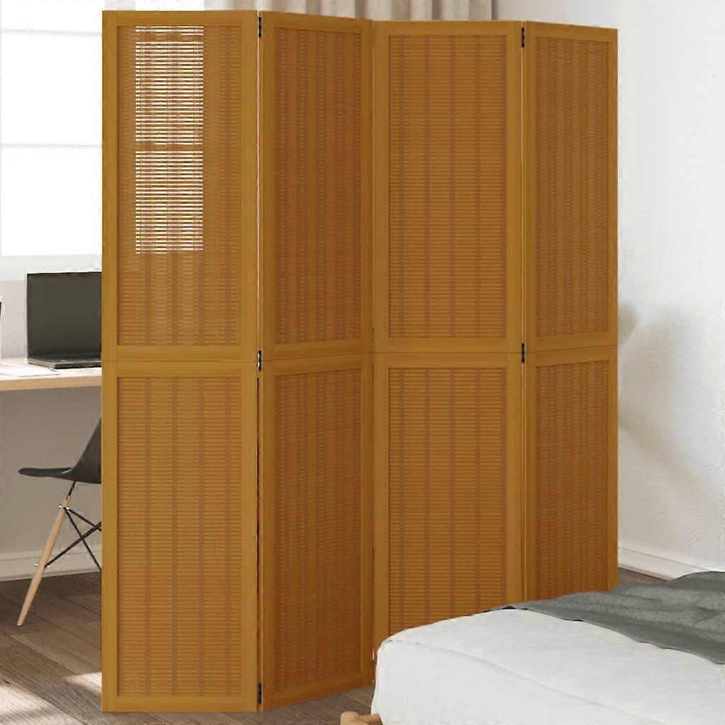 4 pcs. Room divider brown solid wood Paulownia