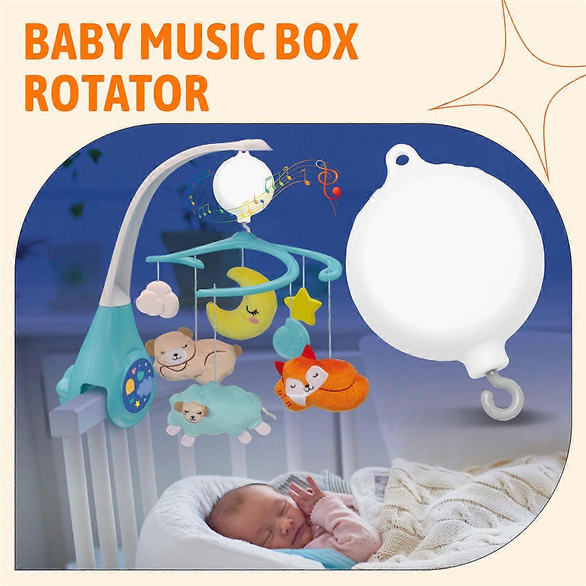 Crib Mobile Motor Baby Music Box Spinner with 3 Modes Volume Adjustable 12 Lullabies Auto-Off After