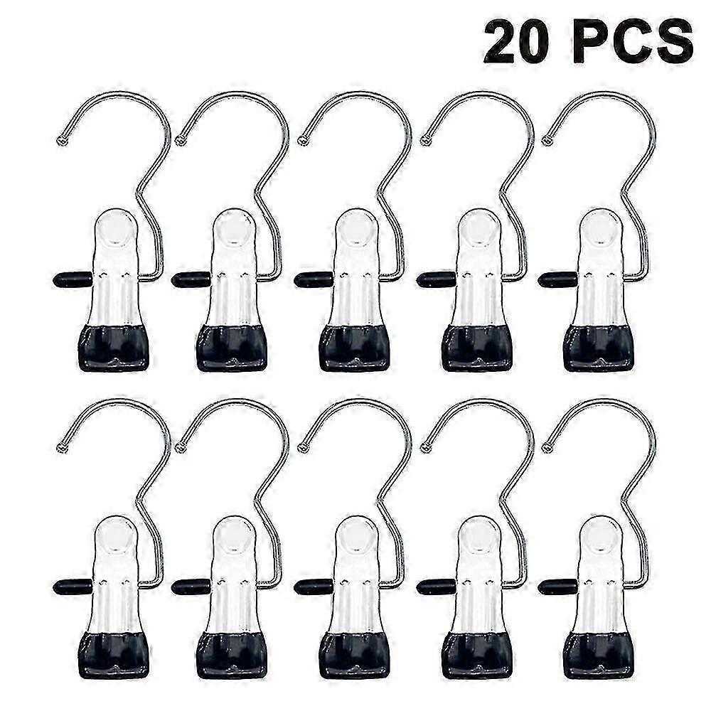 20 Pcs Boot Hanger Clips,laundry Hook Hanging Clothes Pins,stainless Black