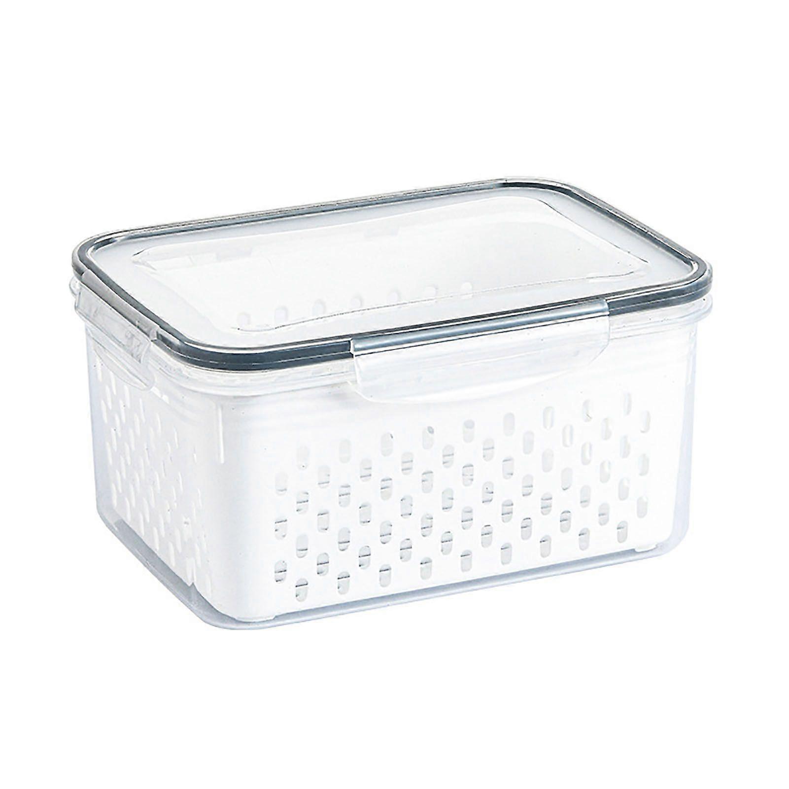 Drain Storage Basket Box Transparent Fruit Vegetable Storage Container for Kitchen Supplies 1750ML