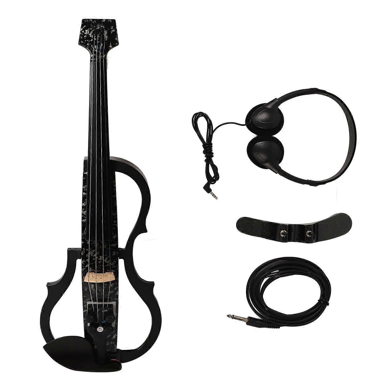 Headless Electric Violin Carbon Fiber Body ABS Edge Silent Electric Violin for Practice Performance Snowflakes