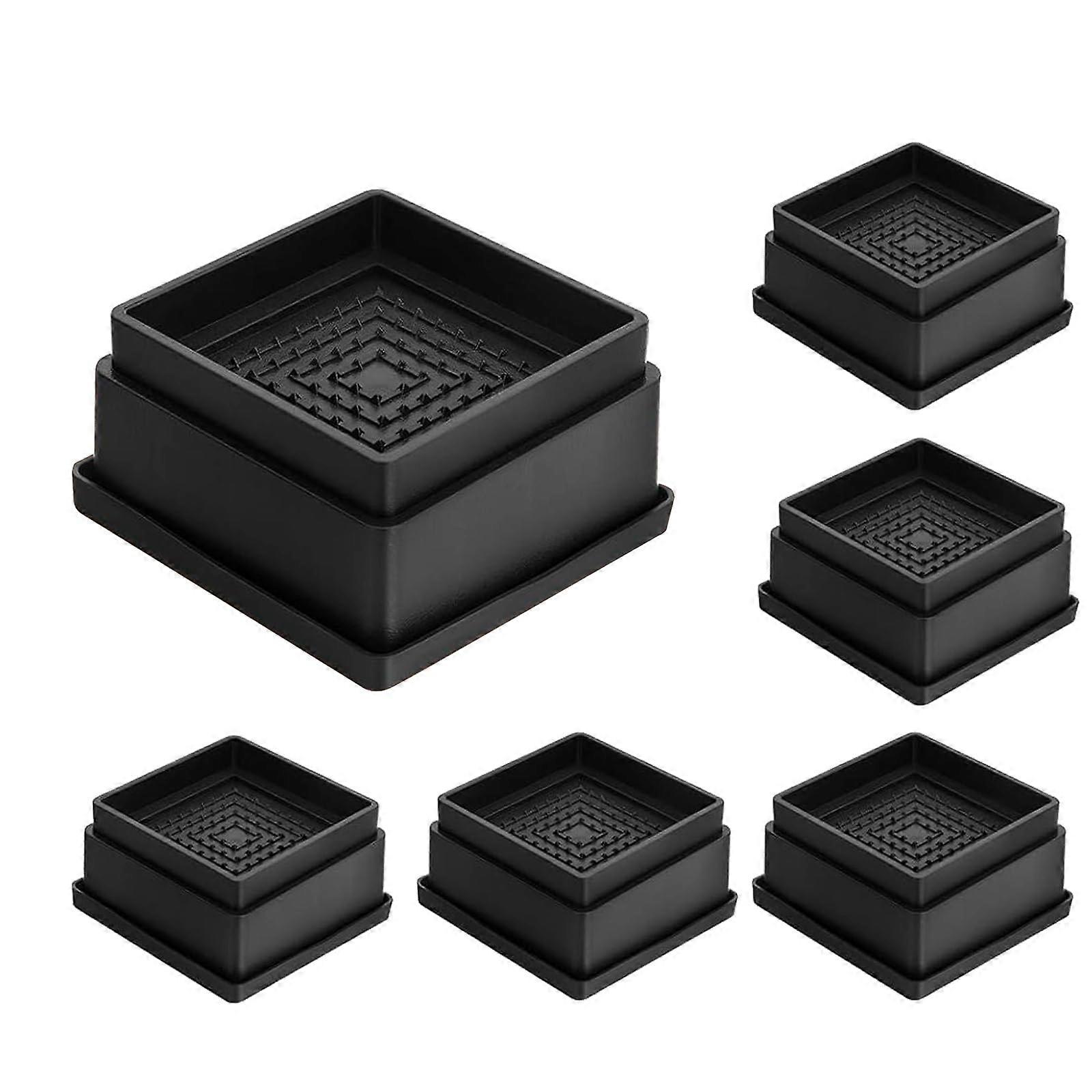 6 Set Adjustable Bed Risers for Sofa and Bed, 1 Inch Height, Heavy-Duty Plastic, Compatible with Standard Bed Frames