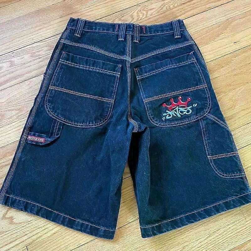 SStreetwear رسائل الموضة الجديدة مطرزة سريلات الدنيم فضفاضة للرجال Y2K Harajuku خمر الهيب هوب البوب القوطي السراويل عالية الخصر