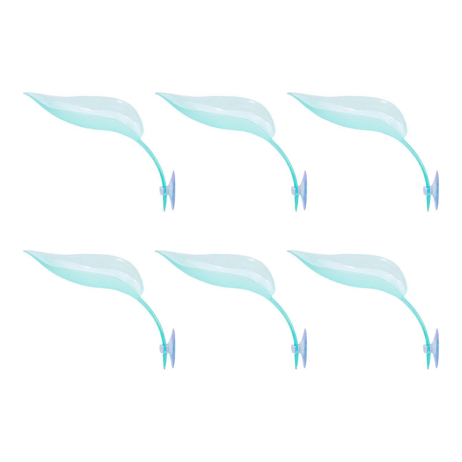 Suction Cup Leaf Basking Platform 6PCS Spawning Grounds Resting Place for Turtles Reptiles Fisttank Terrariums Decors Translucent blue