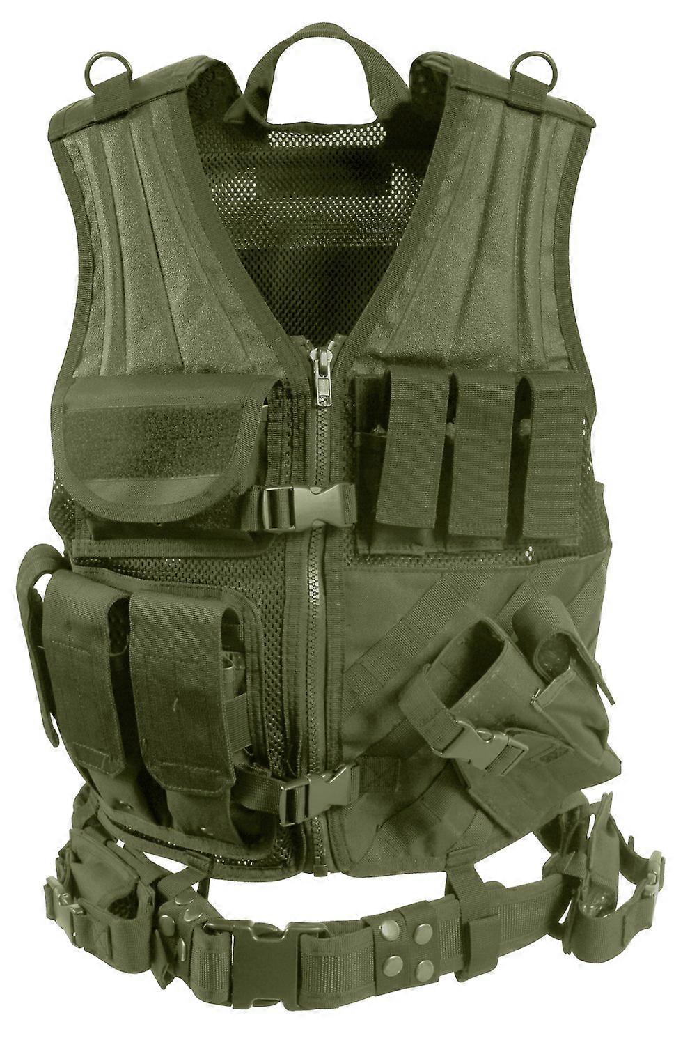 Cross Draw MOLLE Tactical Vest, Olive Drab - Regular