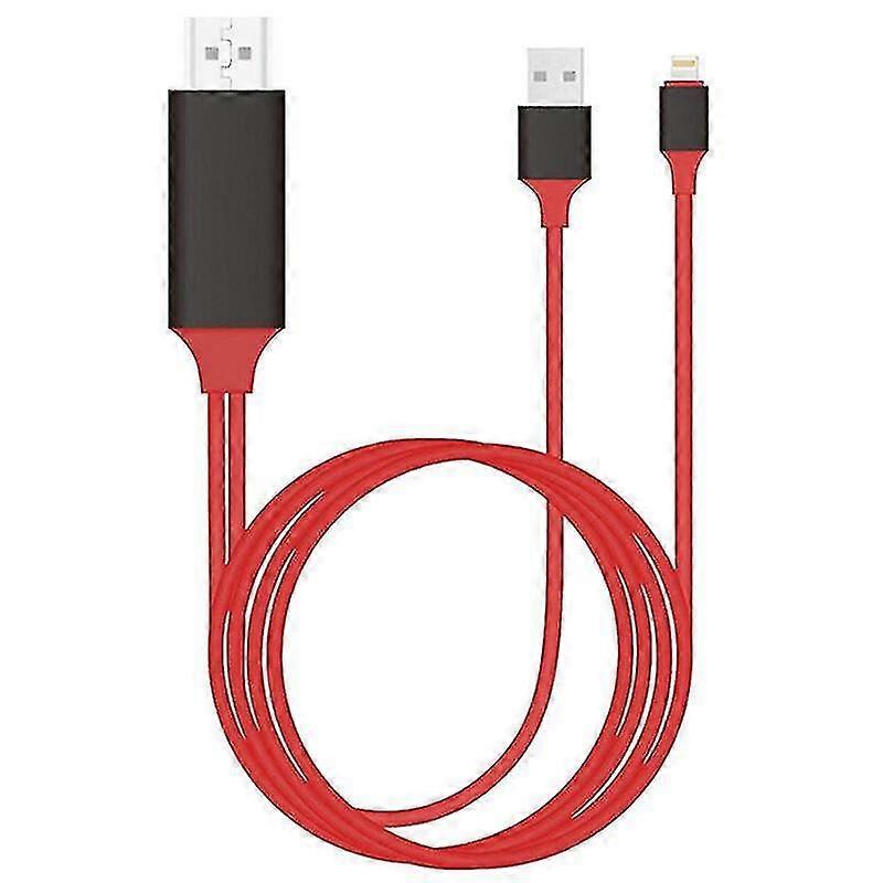 (red) Lightning To Cable Hd Tv Adapter Lead 2m For Iphone 11 Pro Xr Xs Max 8 7 6 Y