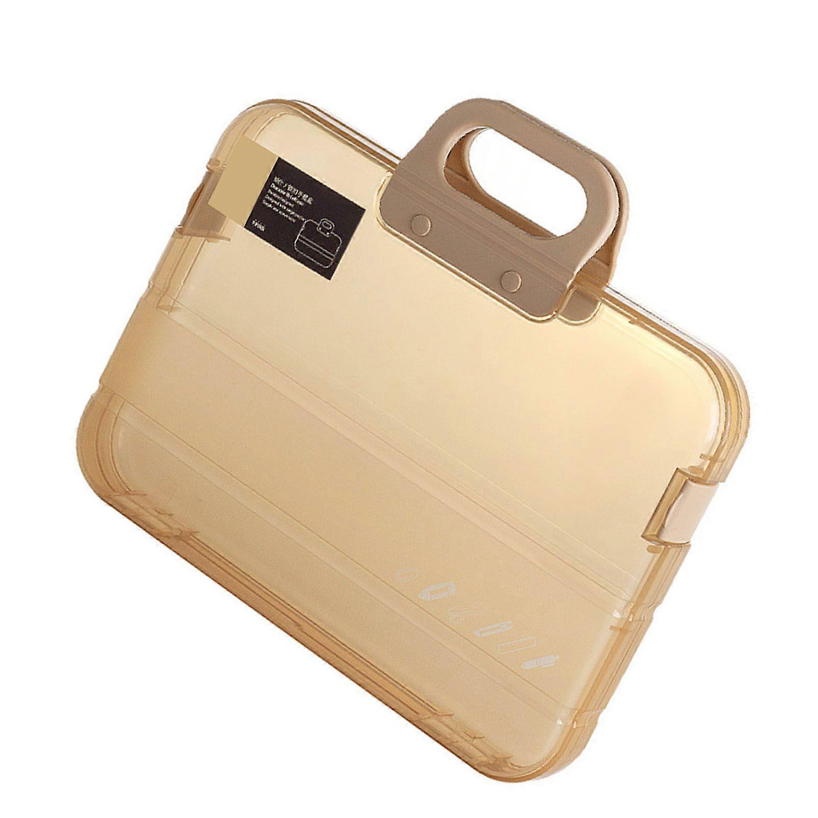 Clear Document Case Multipurpose Large Capacity Dustproof Waterproof A4 File Portable Project Case for Office School Khaki