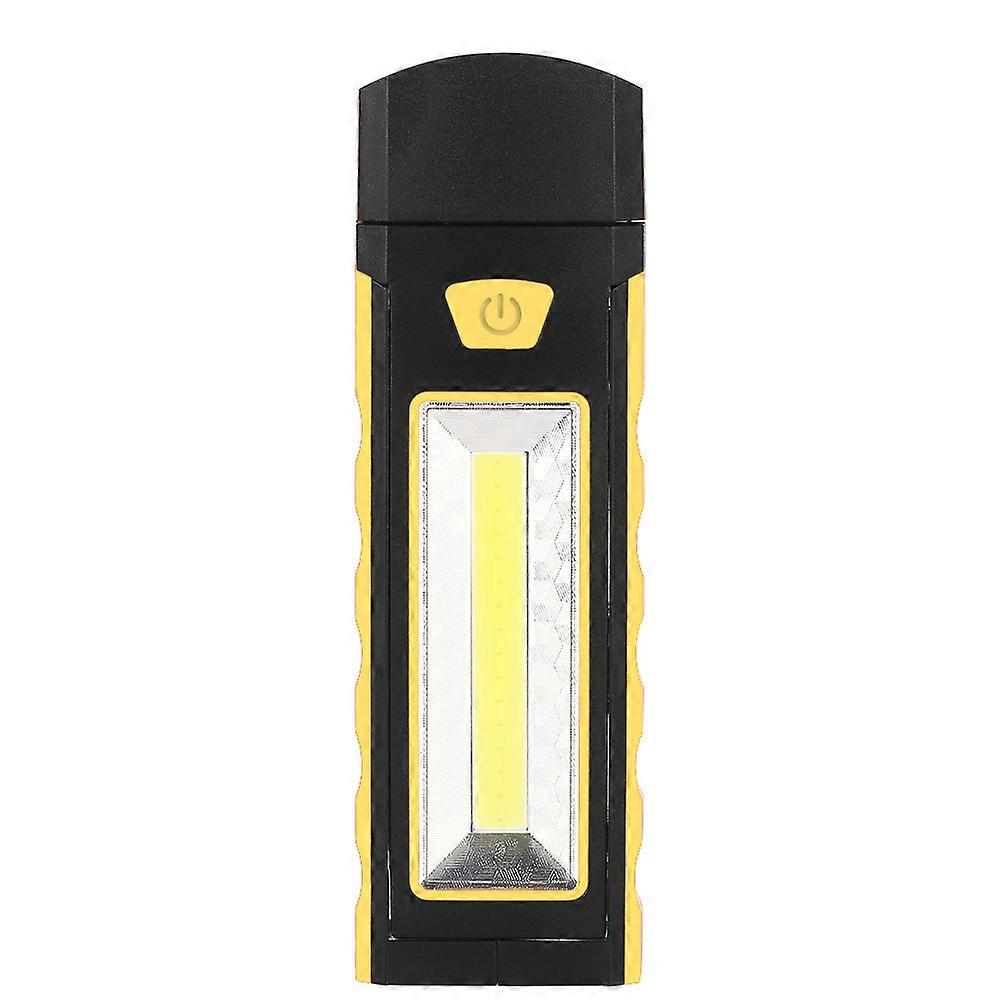Battery Operate COB LED Work Light Emergency Camping Flashlight Magnetic Base + Hook Yellow