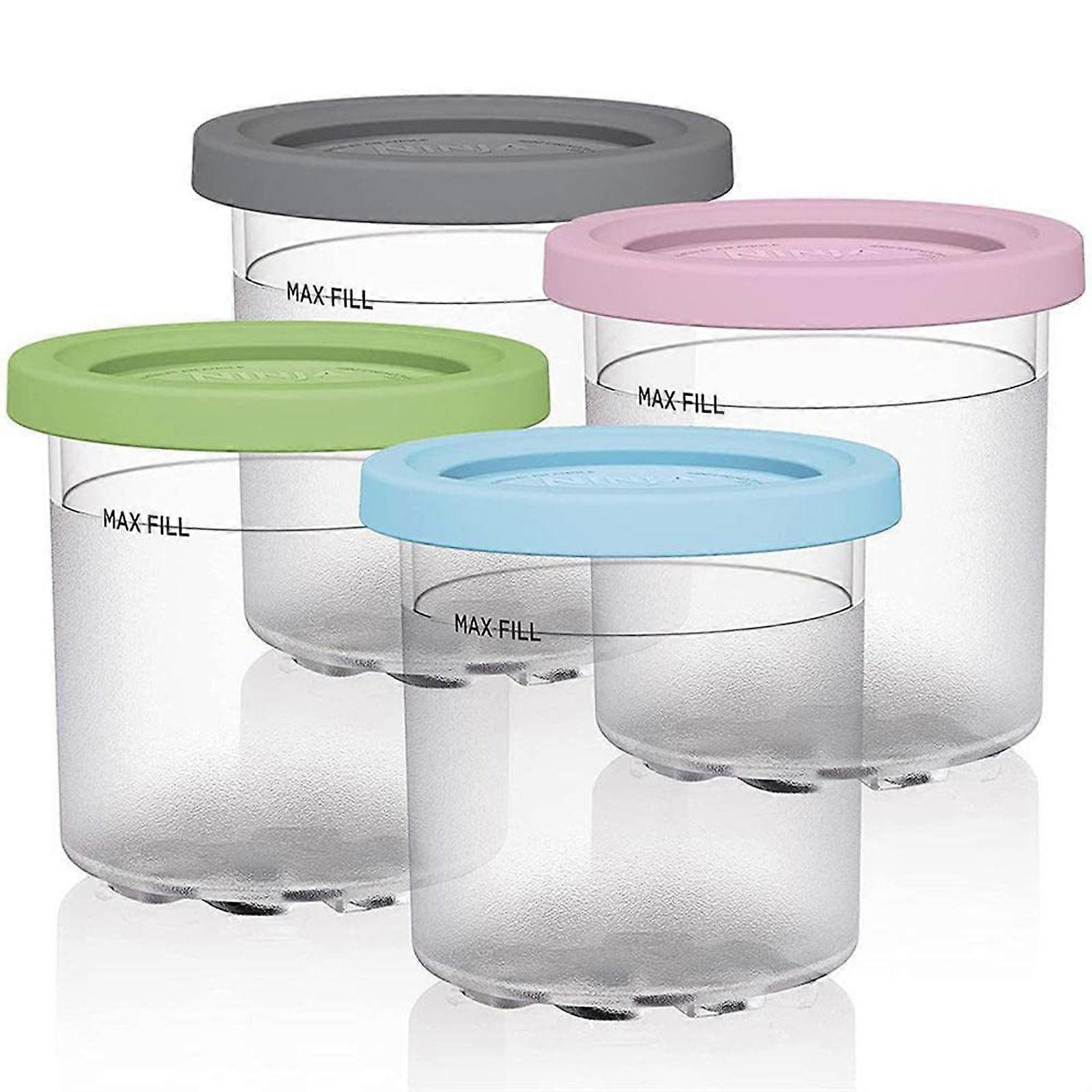 4 Pcs Ice Cream Maker Replacements Storage Jar With Lids Fit for NC301 NC299AMZ Ninja- CREAMi Series Ice Cream Makers