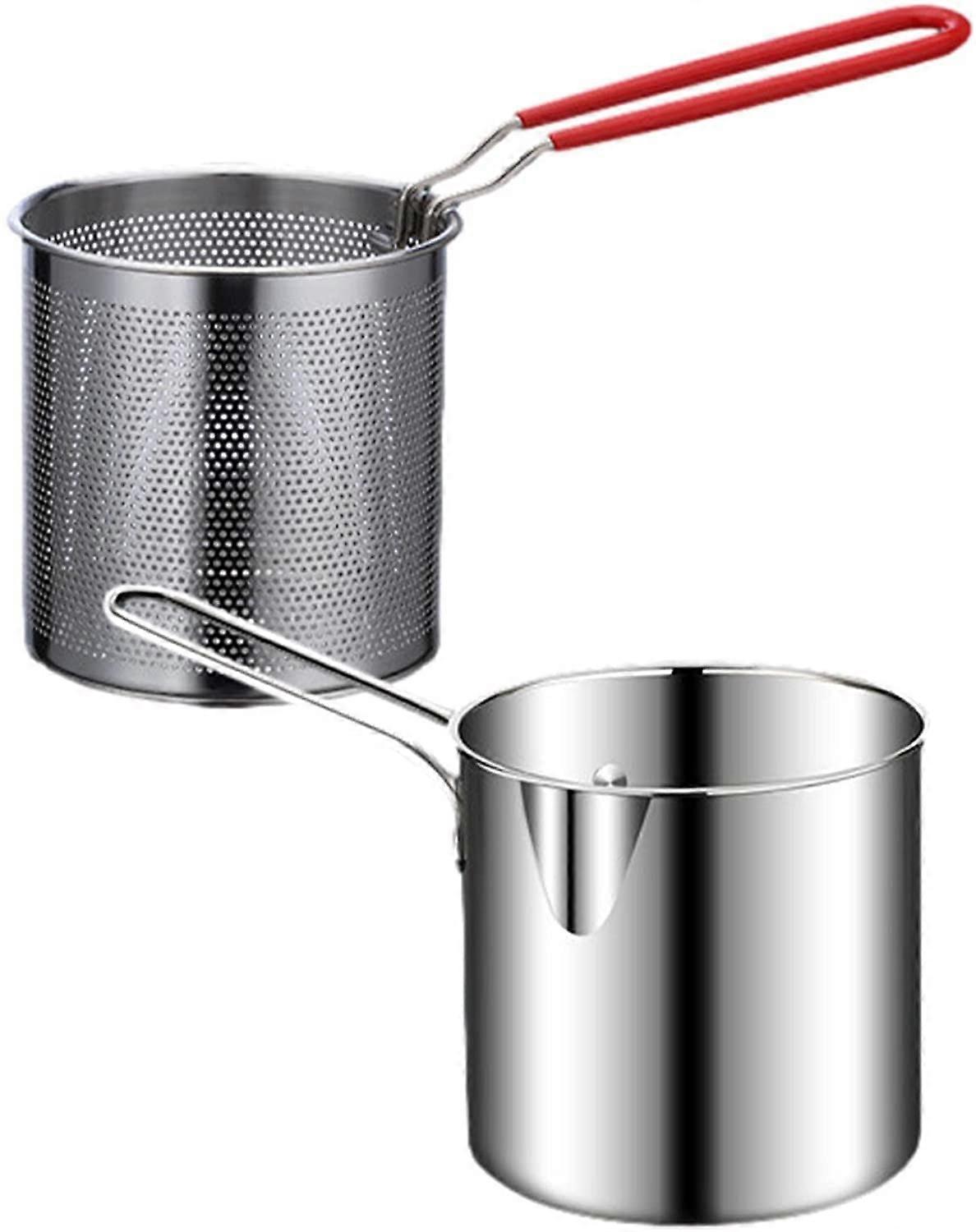 Fryer Set Stainless Steel Fryer Set with basket and extended handle for fish, french fries, chicken schnitzel (Style B) Style B.