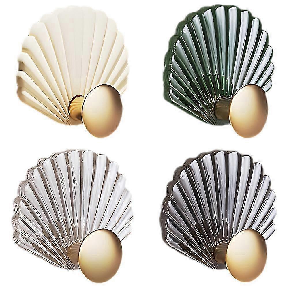 4pcs Wall Coat Hooks Sea Shell Wall Hook Self Adhesive Key Hat Coat Clothes Towel Hooks