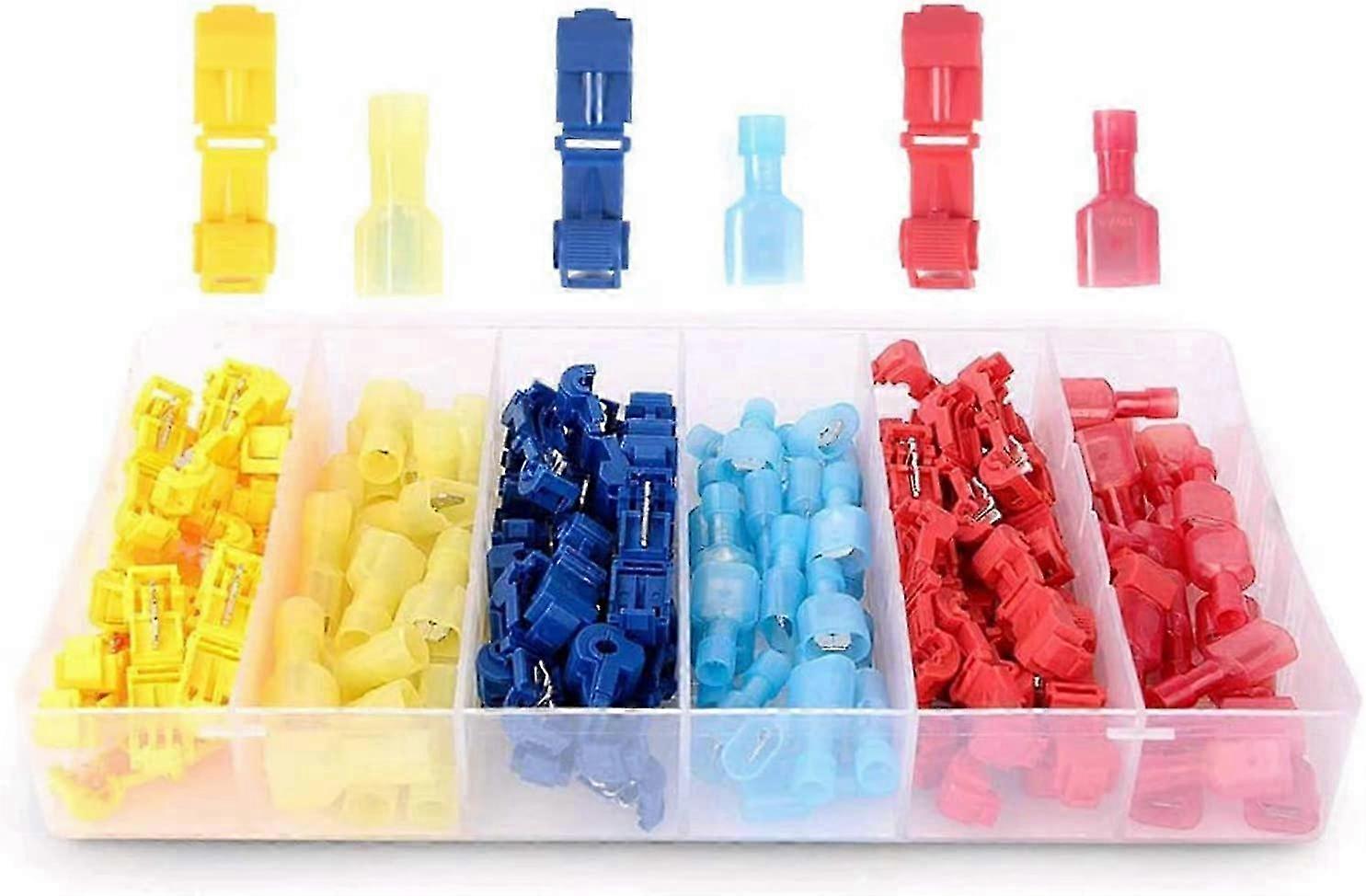 120 Pieces Quick Connect Wire Terminal Connectors T-Type Break-Free Wire Clips for Various Electrical Applications