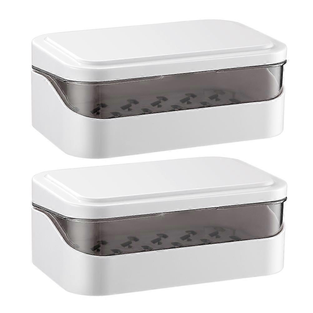2pcs Soap Box with Lid Creative Draining Soap Holder for Bathroom, Clamshell Design, Stylish & Easy to Clean Soap Dish for Home Use & Modern Decor