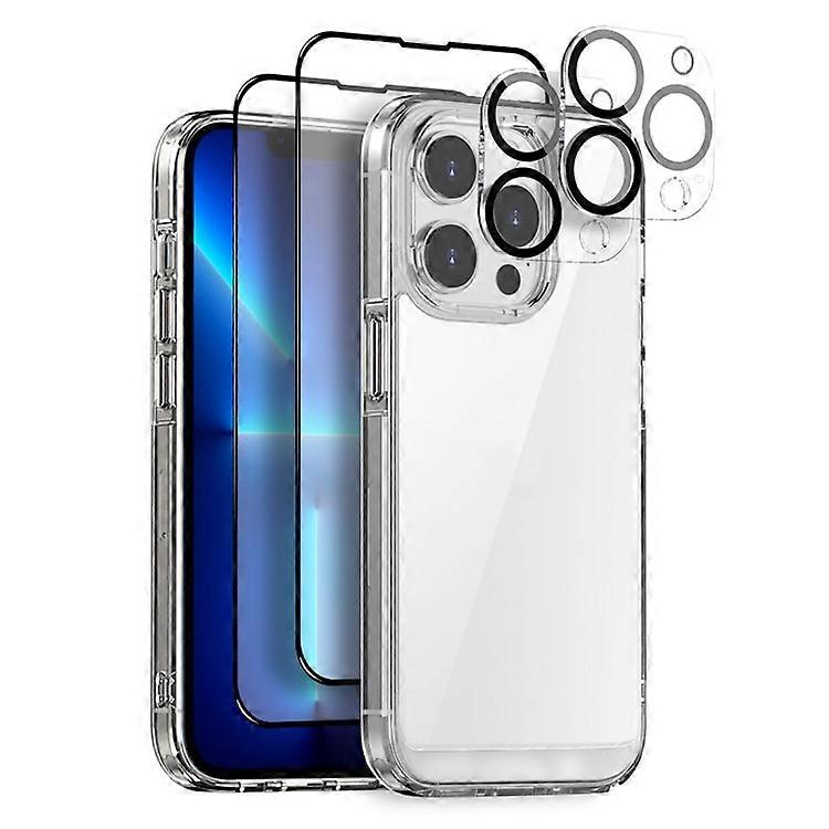 NORTHJO 5 in 1 Compatible For iPhone 13 Pro Max PC+TPU Case Set with 2 Screen Protector, 2 Camera Lens Protector