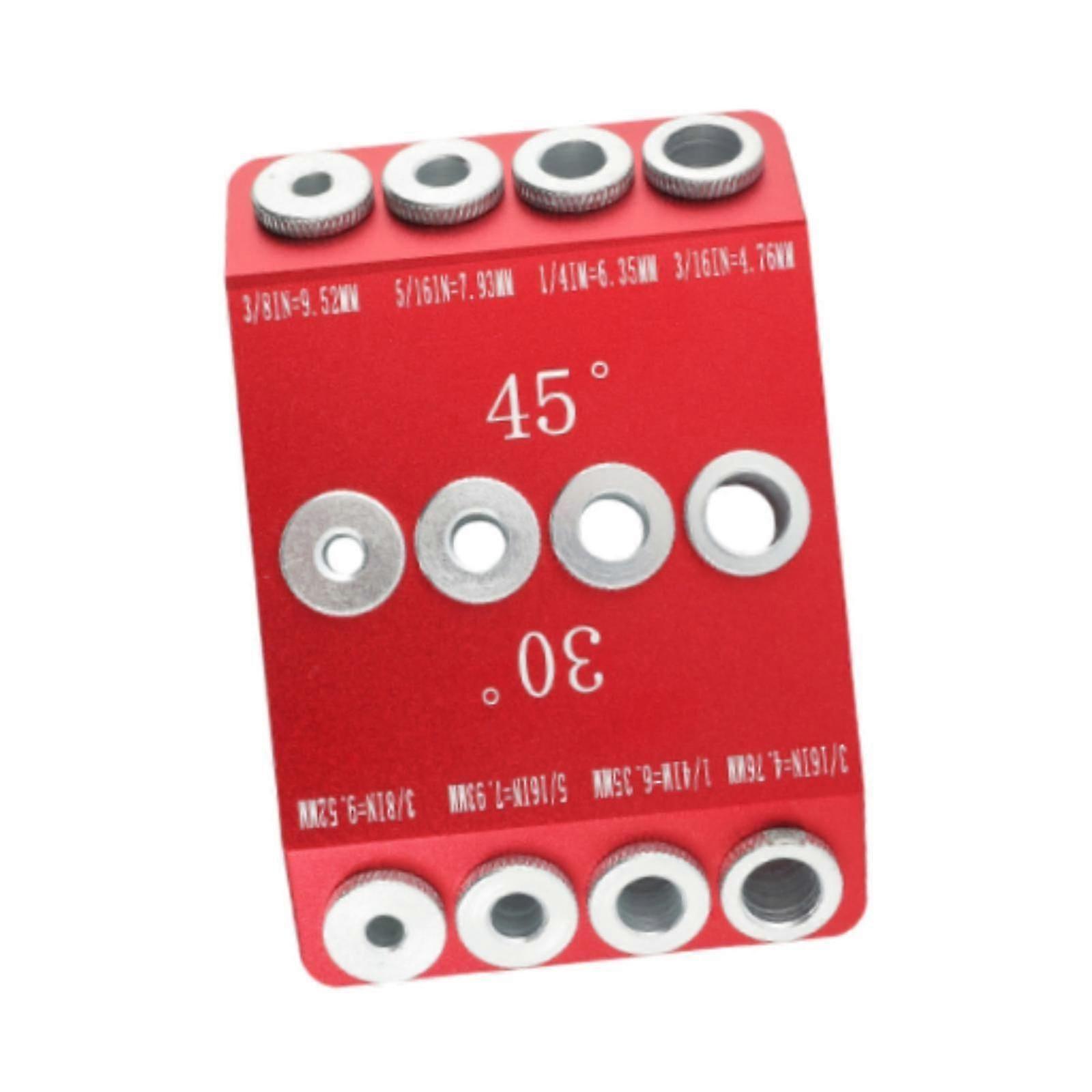 Steel Drill Guide Jig for 30, 45, and 90 Degree Angles, Ideal for Leveling Deck Stairs and Wood Posts in Red Color